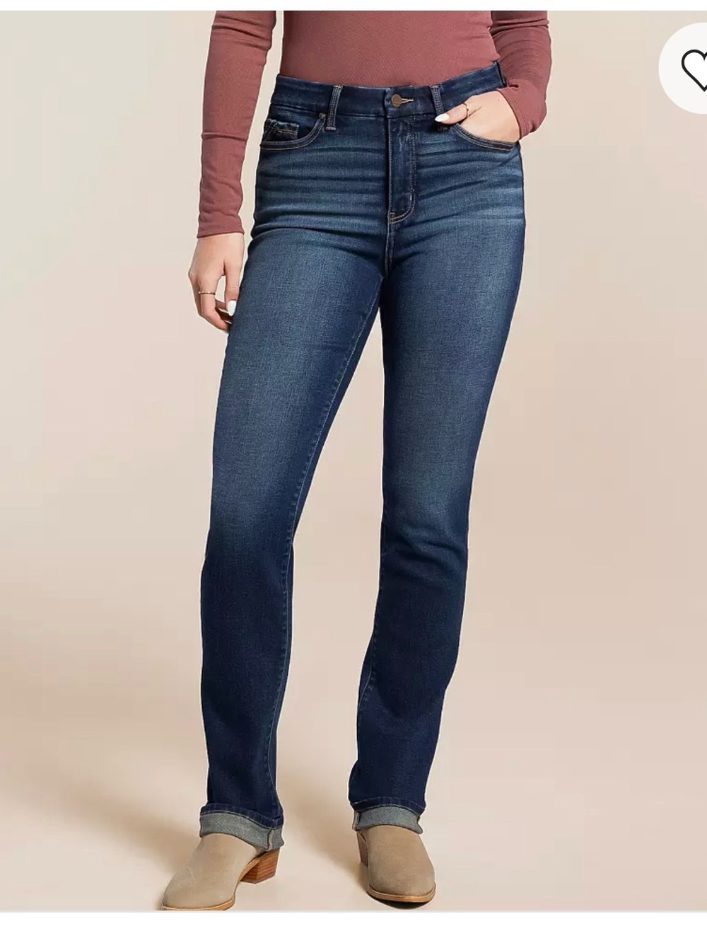 High-Rise Straight Leg Women's Jeans - Dark Blue